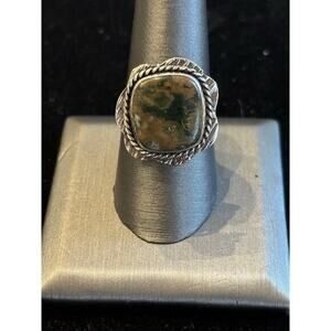 Sterling Silver Southwestern Style Faux Stone Statement Ring Sz 9 925